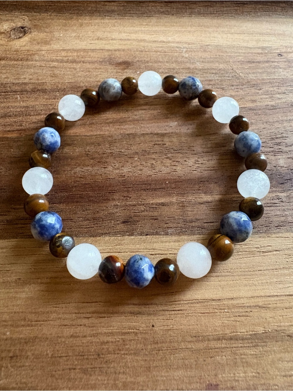 Handmade Beaded Bracelet w/ Tigers Eye, Sodalite, and Quartz
